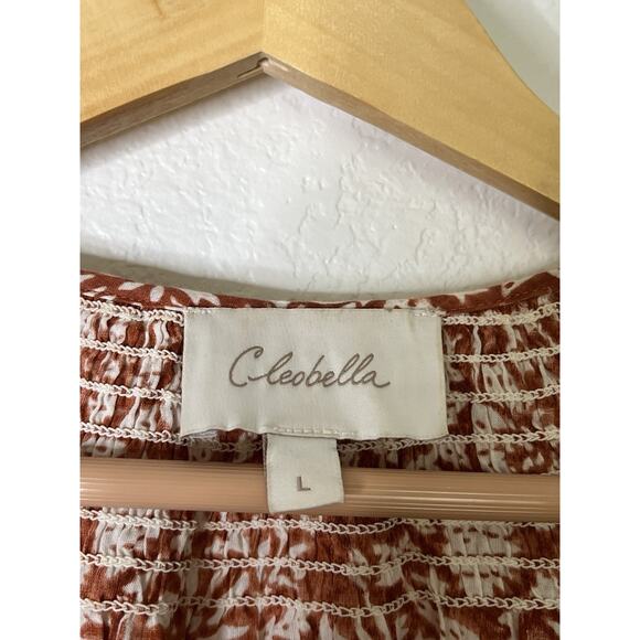 Cleobella Adele Blouse in Anila Block Print Size Large Boho Artisanal Natural - Picture 2 of 4